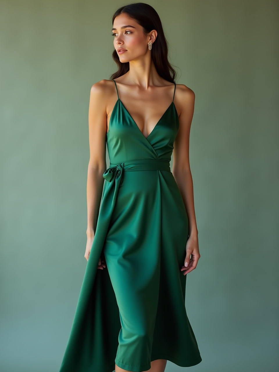 Elegant Satin Midi Dress