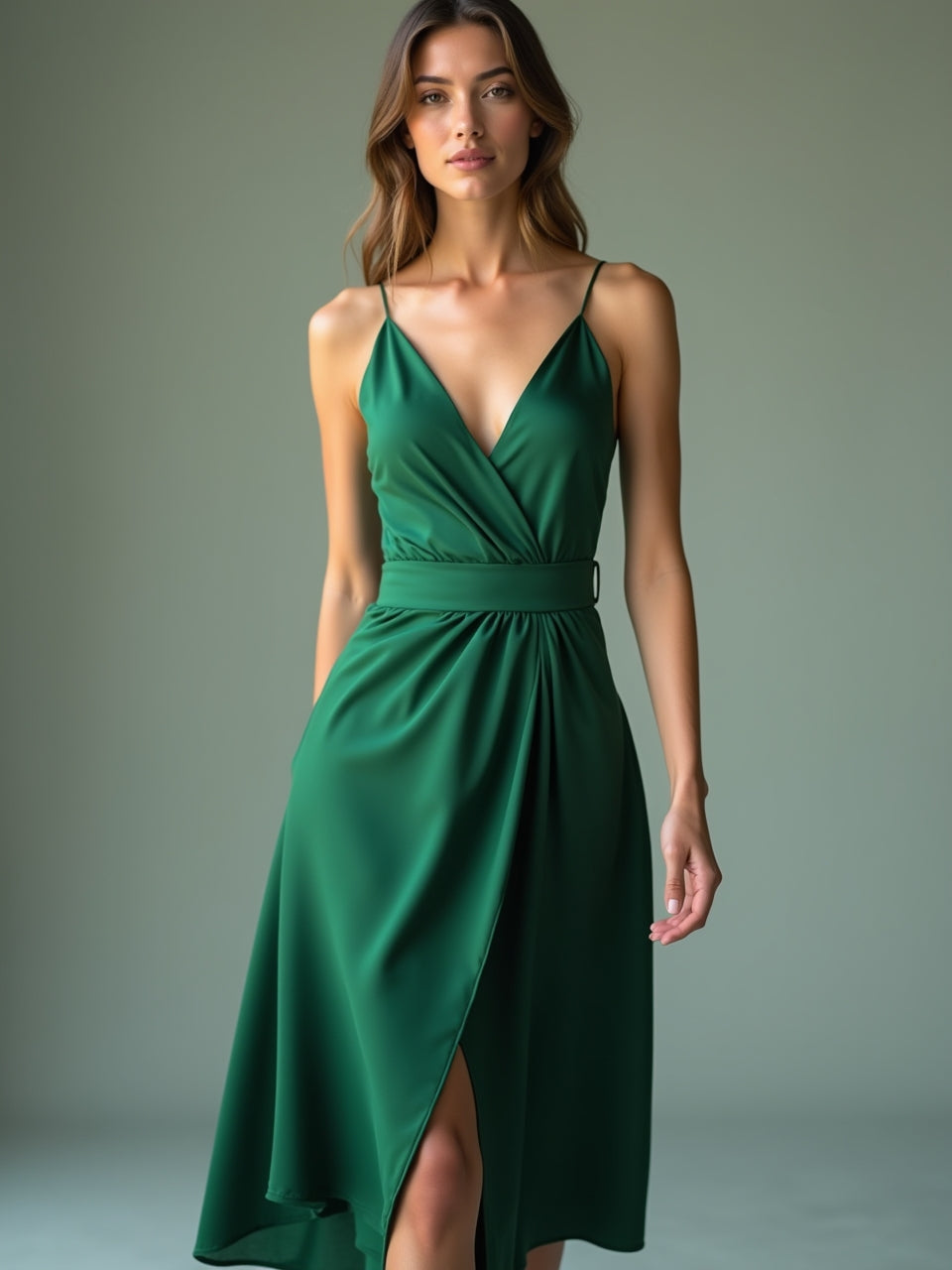 Elegant Satin Midi Dress