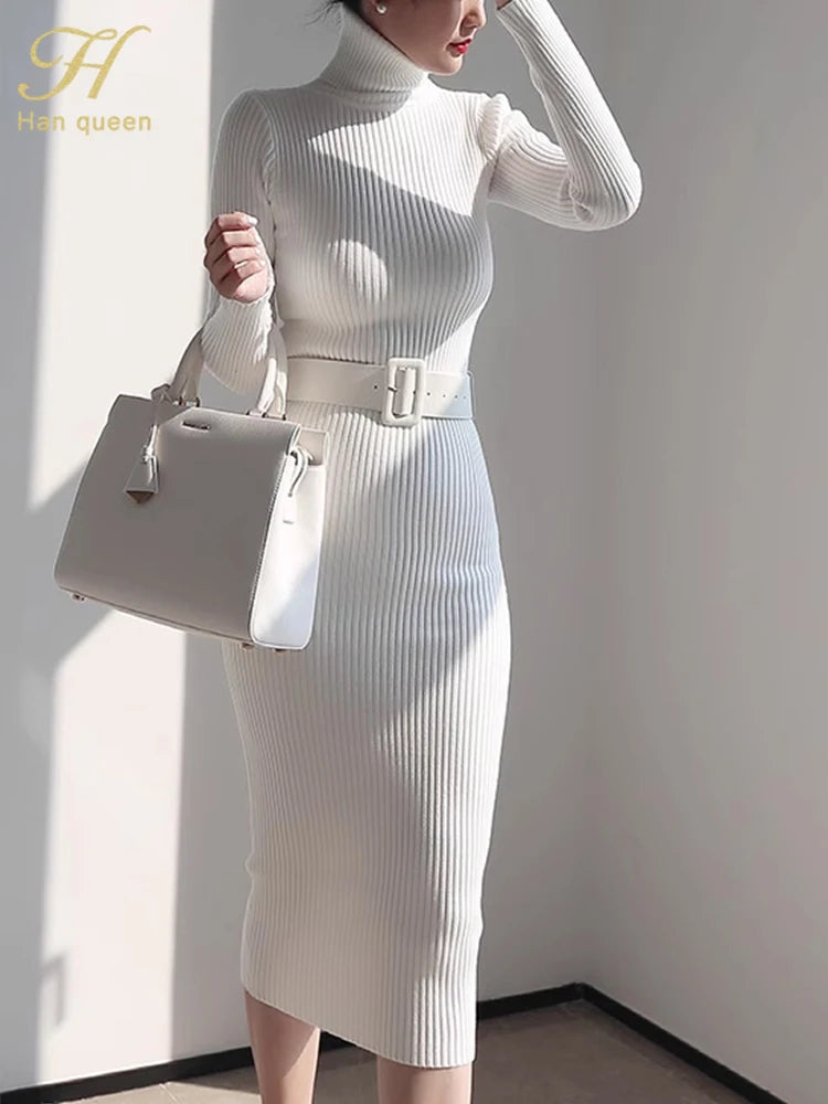 H Han Queen Dress Women With Belt H Han Queen