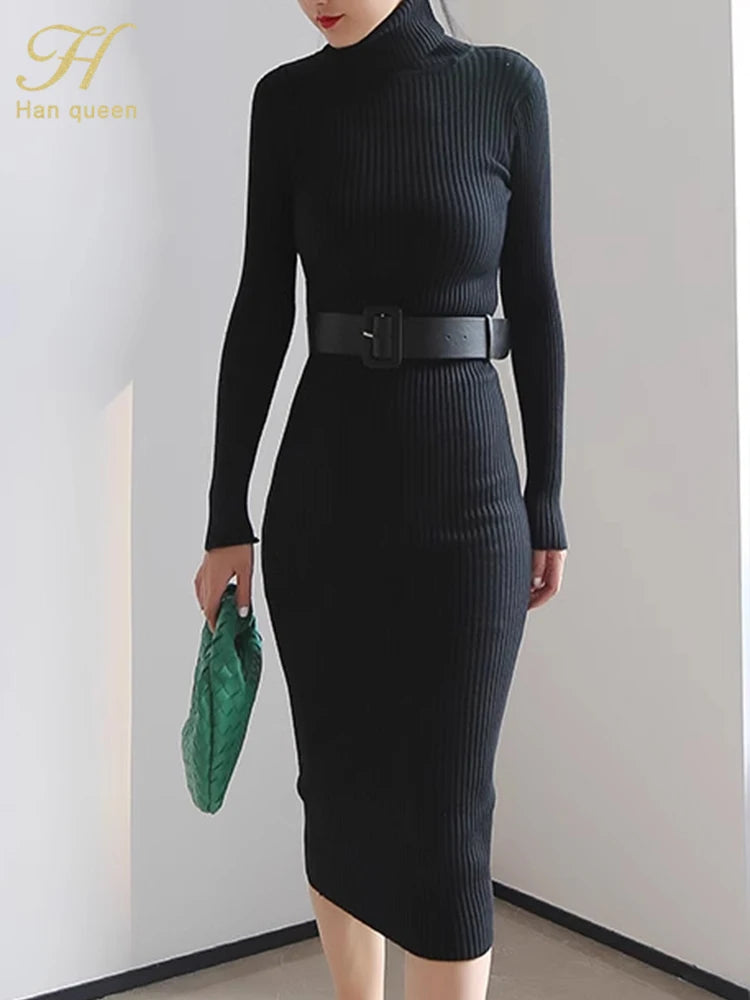 H Han Queen Dress Women With Belt H Han Queen